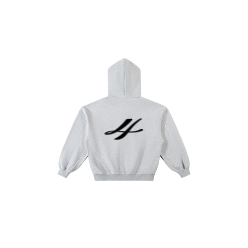 Contrast-Stitched Boxy Fleece Zip Hoodie